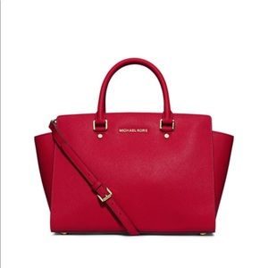 Michael Kors Selma Large Satchel Chili Red